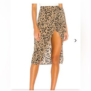 Lovers & Friends Marla Midi Wrap skirt in Tan Leopard